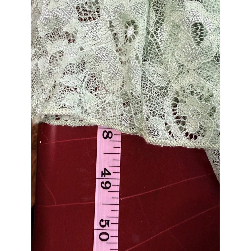 Lace Mesh Maxi Dress S Coquette Fiary Prom Gown Romantic Feminine Pastel Mint - Picture 8 of 9
